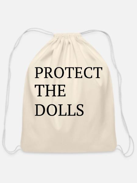 Protect the dolls - Cotton Drawstring Bag - natural