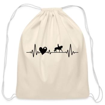 Horse heartbeat equestrian pony gift - Cotton Drawstring Bag - natural - Front