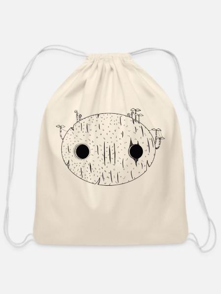 monster mask - Cotton Drawstring Bag - natural