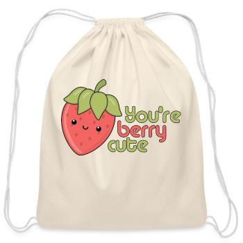Funny "You're Berry Cute" - Cotton Drawstring Bag - natural - Front