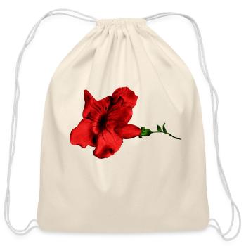 Petunia Red - Cotton Drawstring Bag - natural - Front