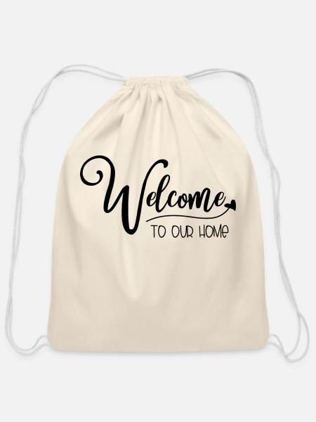 Welcome - Cotton Drawstring Bag - natural
