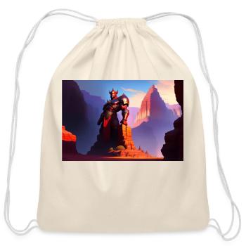 Khorne statue in the depths of the grand canyon - Cotton Drawstring Bag - natural - Front