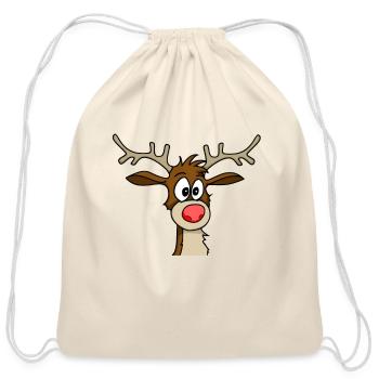 reindeer - Cotton Drawstring Bag - natural - Front