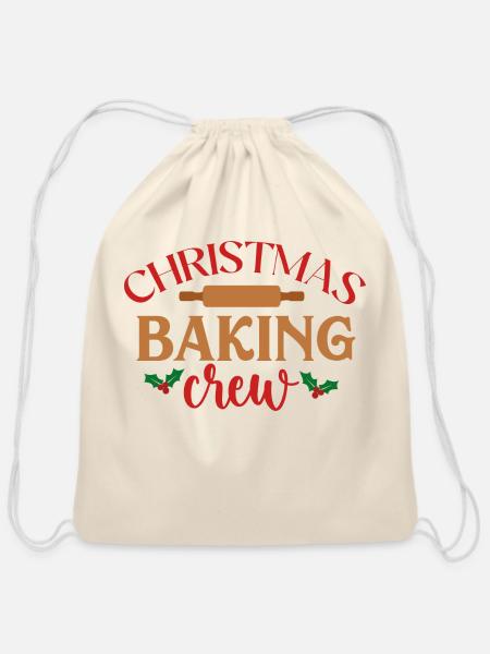 christmas baking crew 01 3 - Cotton Drawstring Bag - natural