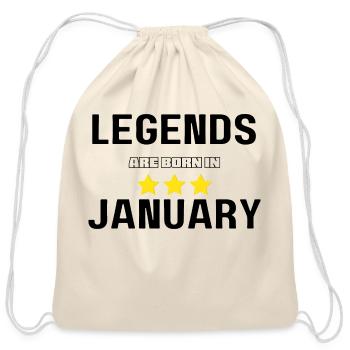 Legends Are Born In January - Cotton Drawstring Bag - natural - Front
