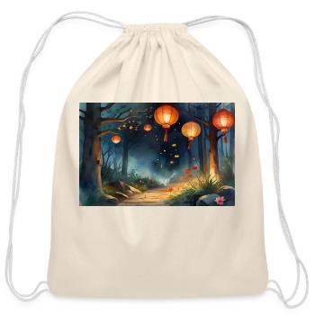 Watercolor Lantern Galore - Cotton Drawstring Bag - natural - Front