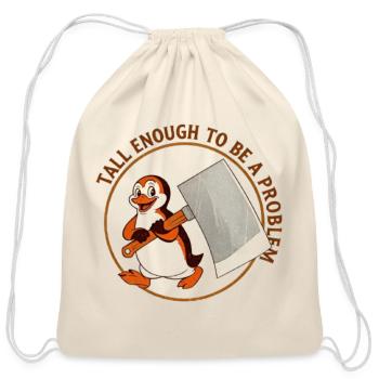 Penguin Axe Badge - Cotton Drawstring Bag - natural - Front