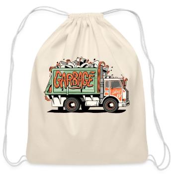 Garbage Truck - Cotton Drawstring Bag - natural - Front