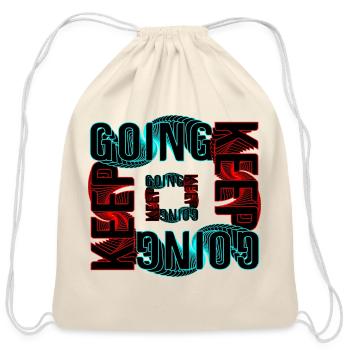 Neon Going Pulse Typography, keep going. - Cotton Drawstring Bag - natural - Front