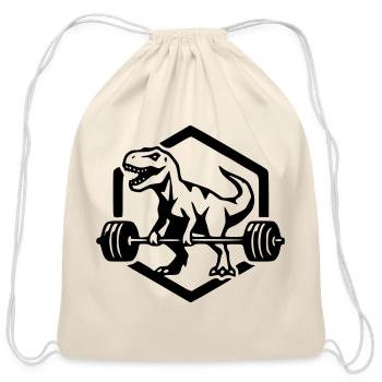 Prehistoric Power - T-Rex Weightlifting Functional - Cotton Drawstring Bag - natural - Front
