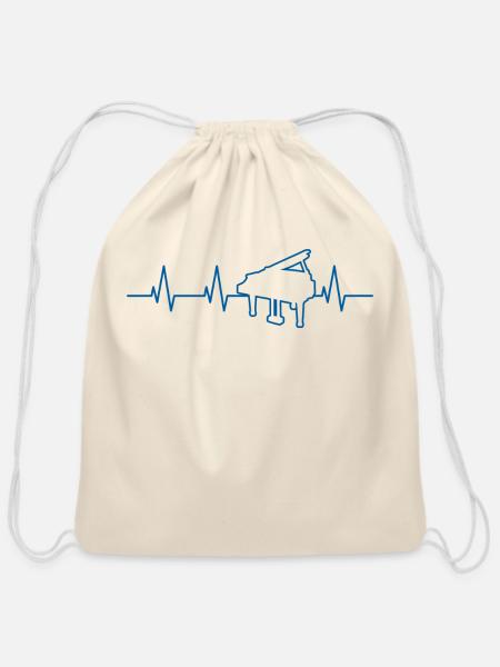 Pianist Heartbeat - Cotton Drawstring Bag - natural