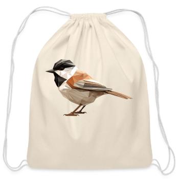 Chickadee Bird Low Poly - Cotton Drawstring Bag - natural - Front
