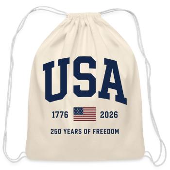 USA 250 Years of Freedom 1776-2026 Anniversary - Cotton Drawstring Bag - natural - Front