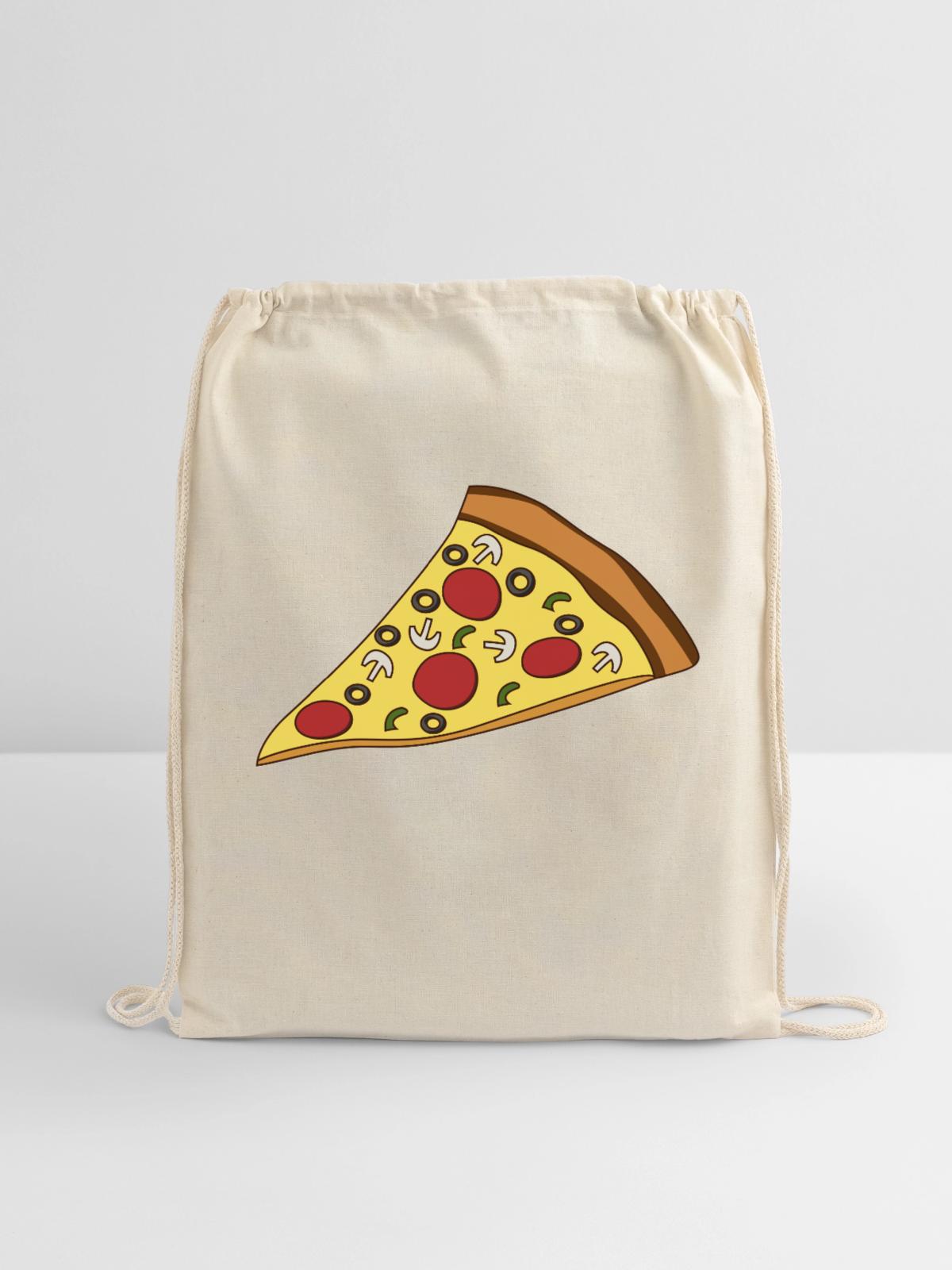 pizza slice - Cotton Drawstring Bag - natural - Front