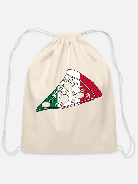 italian slice of pizza - Cotton Drawstring Bag - natural