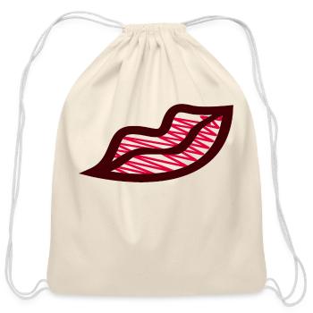 Red Lip - Cotton Drawstring Bag - natural - Front