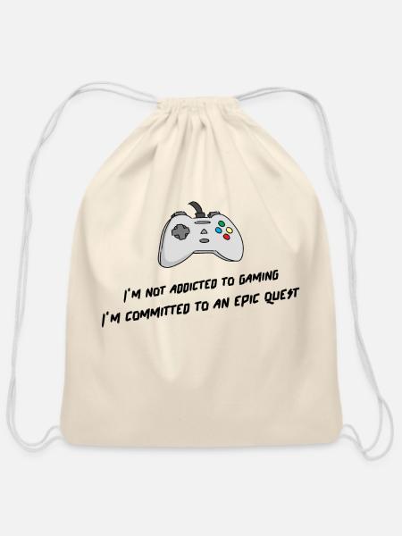 serial gamer - Cotton Drawstring Bag - natural