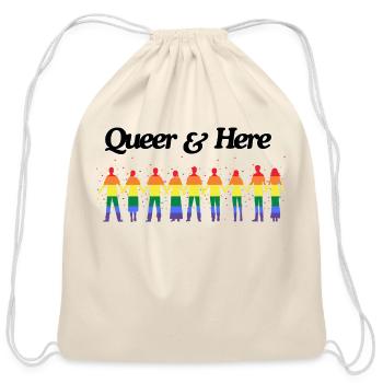 Queer & Here - Cotton Drawstring Bag - natural - Front