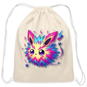 funny cute magnetic fox monster - Cotton Drawstring Bag - natural - Front
