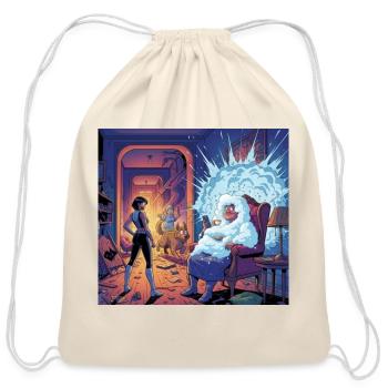 Cosmic Cozy Chaos at Grandma's - Cotton Drawstring Bag - natural - Front