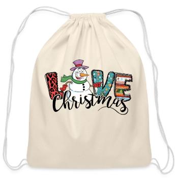 Funny Love Christmas Lover Leopard Family Matching - Cotton Drawstring Bag - natural - Front