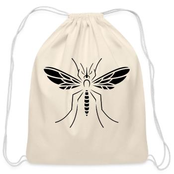 Minimalistic Mosquito Insect Silhouette Design - Cotton Drawstring Bag - natural - Front