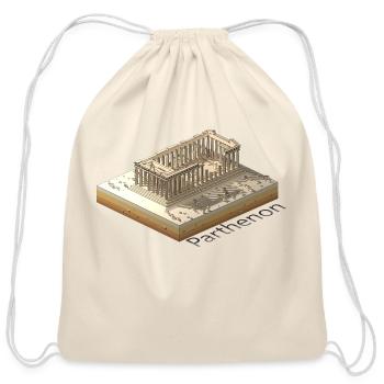 Geometric low poly The Parthenon - Cotton Drawstring Bag - natural - Front