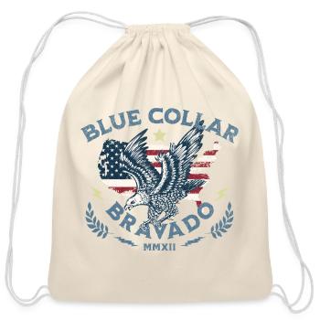 blue collar worker sweatshirt(Durable workwear) - Cotton Drawstring Bag - natural - Front