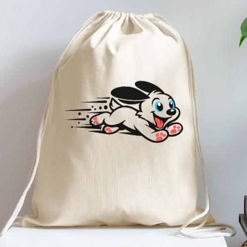 Speedy Pup Sprint on the Run - Cotton Drawstring Bag