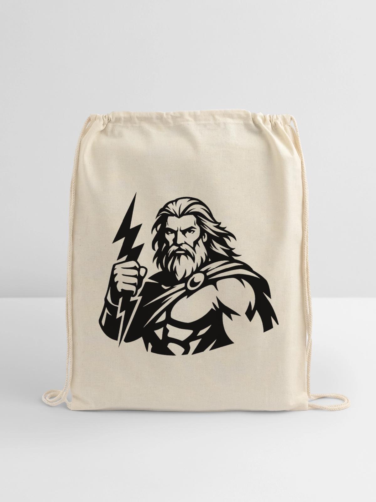 Thunderbound Hero Line Art - Cotton Drawstring Bag - natural - Front