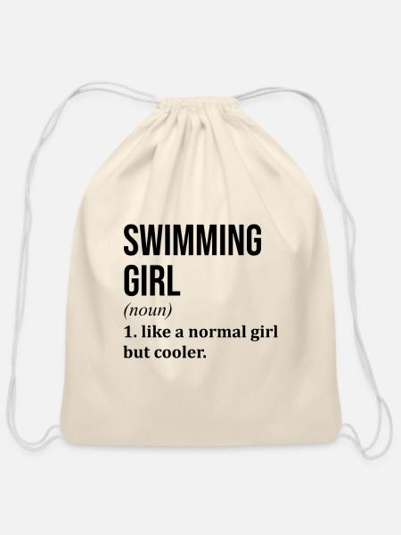 Swimming Swimming Swimming - Cotton Drawstring Bag - natural