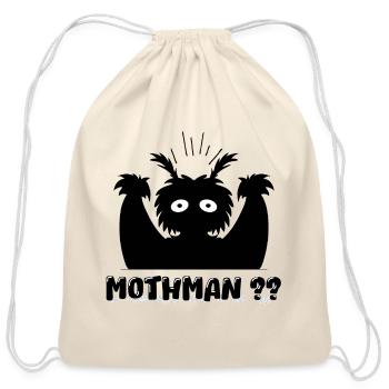 Mothman Funny Cute Cryptid Mystery Legend Monster - Cotton Drawstring Bag - natural - Front
