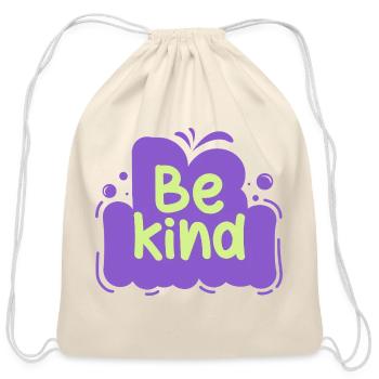 Be Kind Purple Cloud - Cotton Drawstring Bag - natural - Front