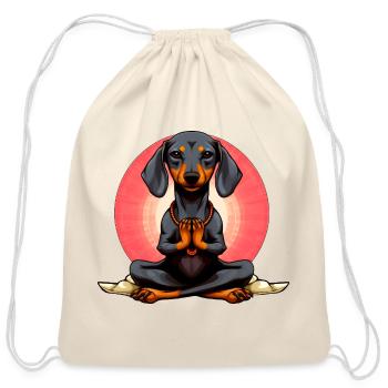 Yogi Dachshund - Cotton Drawstring Bag - natural - Front