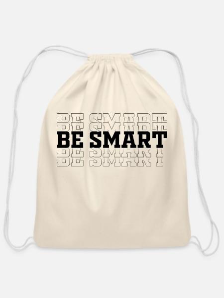 Be Smart Black Edition - Cotton Drawstring Bag - natural