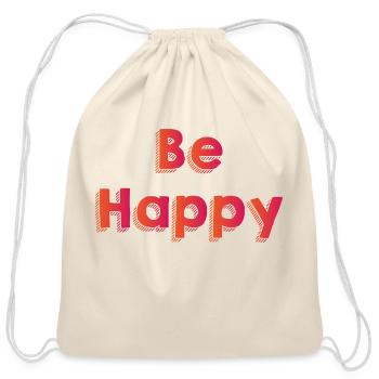 Be Happy 80s - Cotton Drawstring Bag - natural - Front