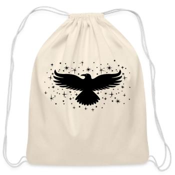 Raven bird, - Cotton Drawstring Bag - natural - Front
