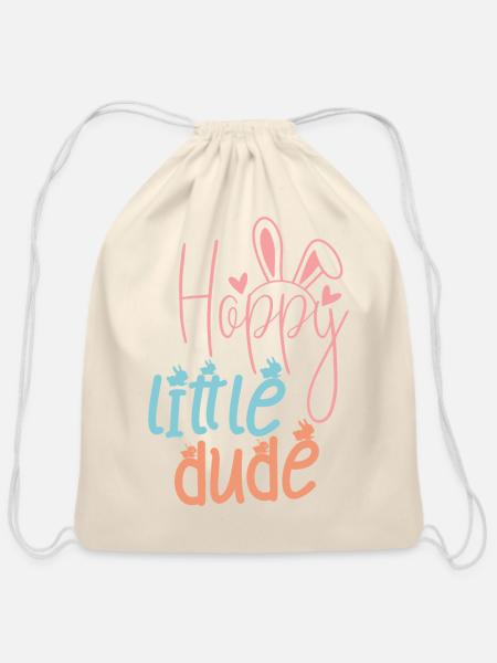 Happy Little Dude - Cotton Drawstring Bag - natural
