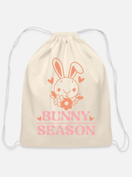Bunny Season - Cotton Drawstring Bag - natural