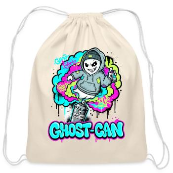 Ghost-Can Graffiti Hoodie - Cotton Drawstring Bag - natural - Front