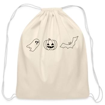 cute ghost set - Cotton Drawstring Bag - natural - Front