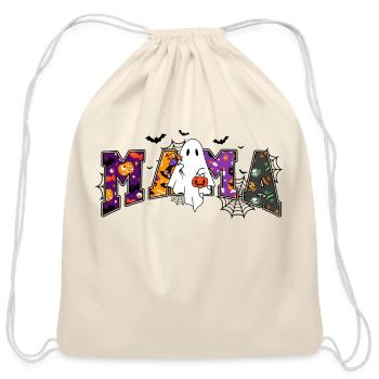 Mama Funny Love Ghost Hallowen Shirt - Cotton Drawstring Bag - natural - Front