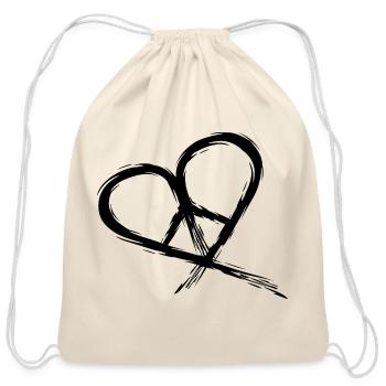 Peace Symbol Hippie Heart Peace Freedom Love - Cotton Drawstring Bag - natural - Front