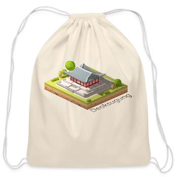 Geometric low poly Deoksugung - Cotton Drawstring Bag - natural - Front