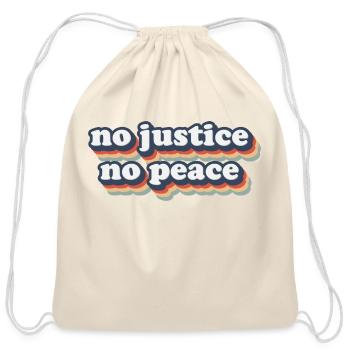 No Justice No Peace BLM 2020 green - Cotton Drawstring Bag - natural - Front