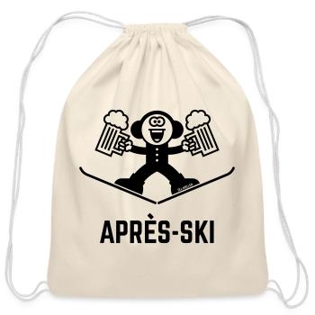 Après-Ski (Beer / Caricature / 1C) - Cotton Drawstring Bag - natural - Front