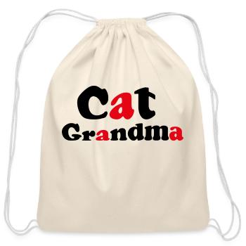 Cat Grandma Funny Cat - Cotton Drawstring Bag - natural - Front