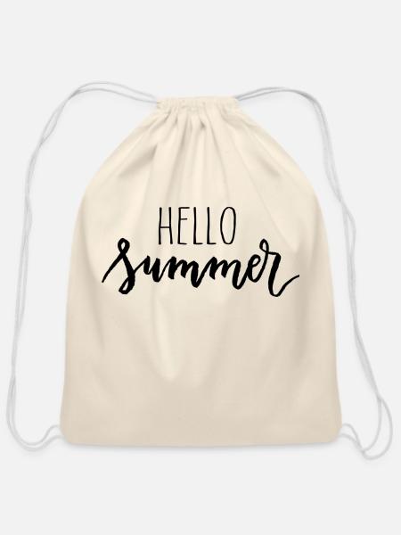 Hello Summer - Cotton Drawstring Bag - natural