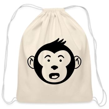 Monkey – Surprised Face - Cotton Drawstring Bag - natural - Front